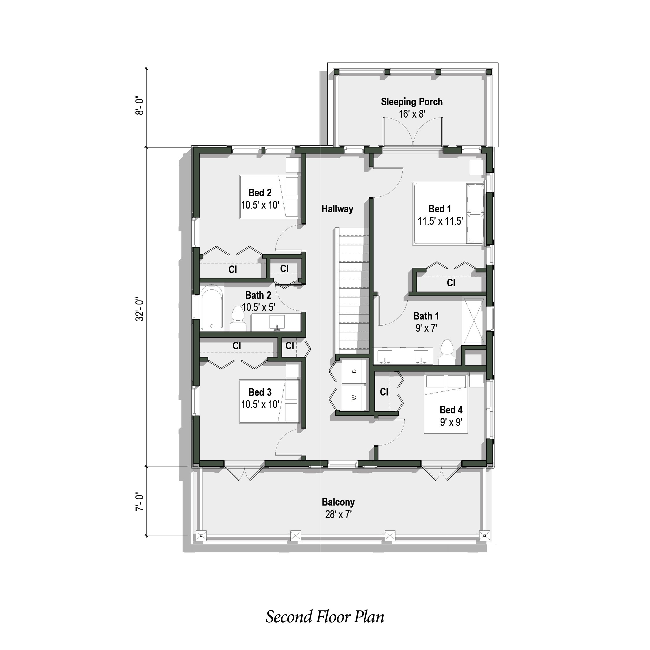 second floor plan of the Bayview