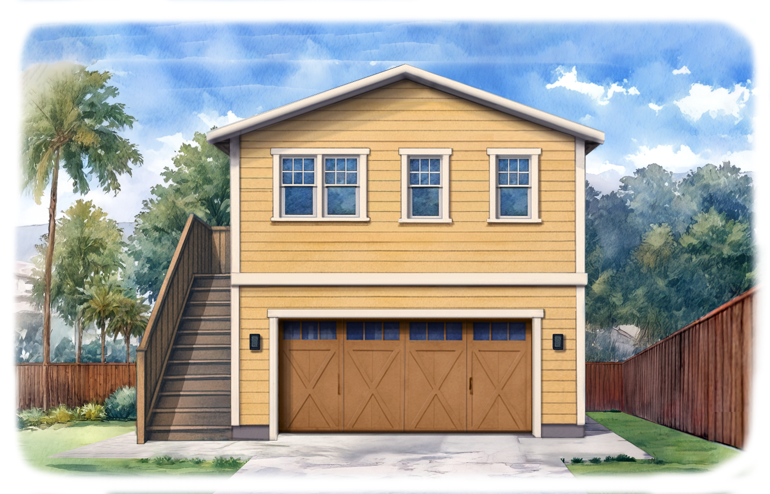 front elevation render of The Oma