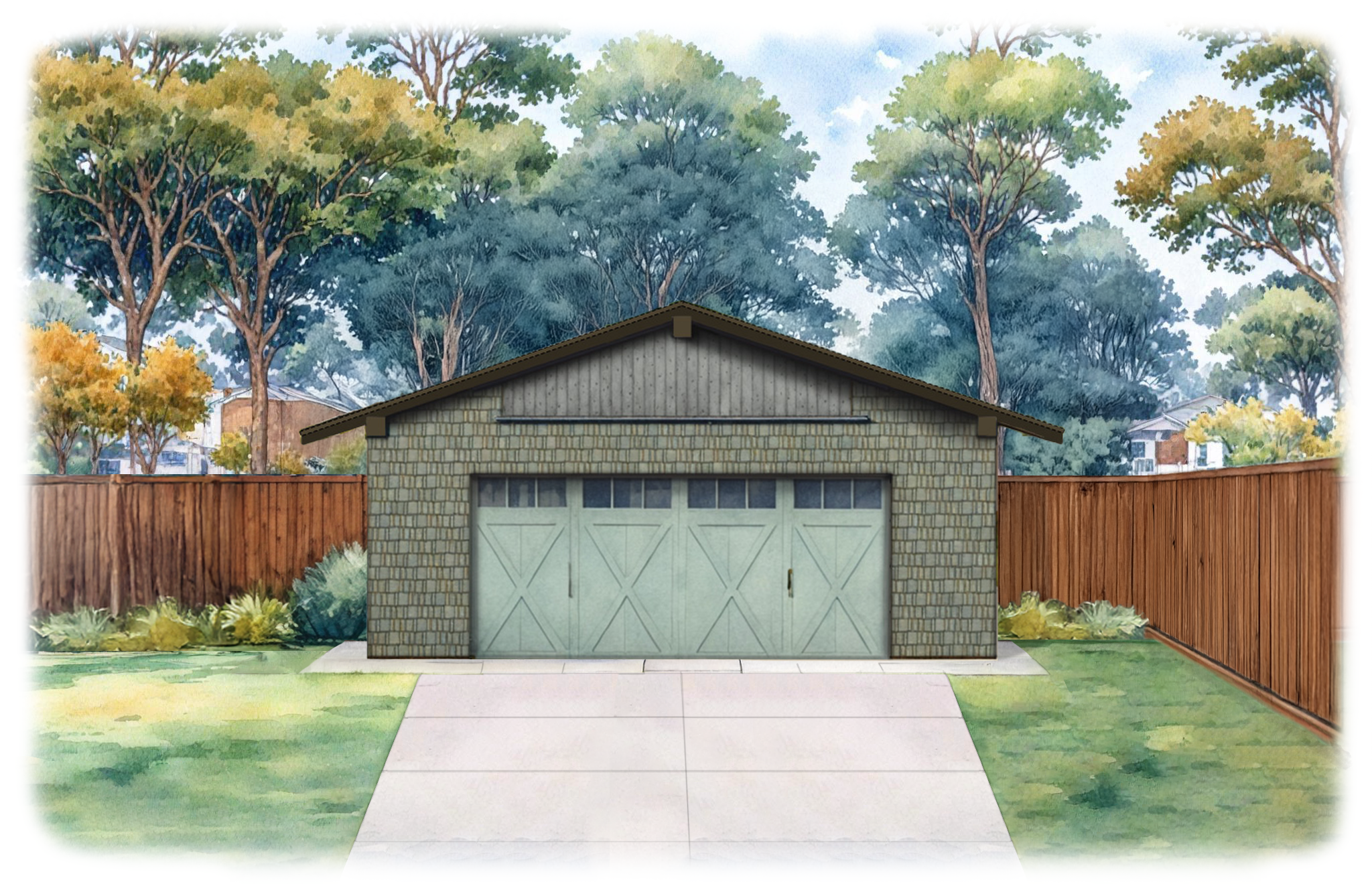 Craftsman style two car garage