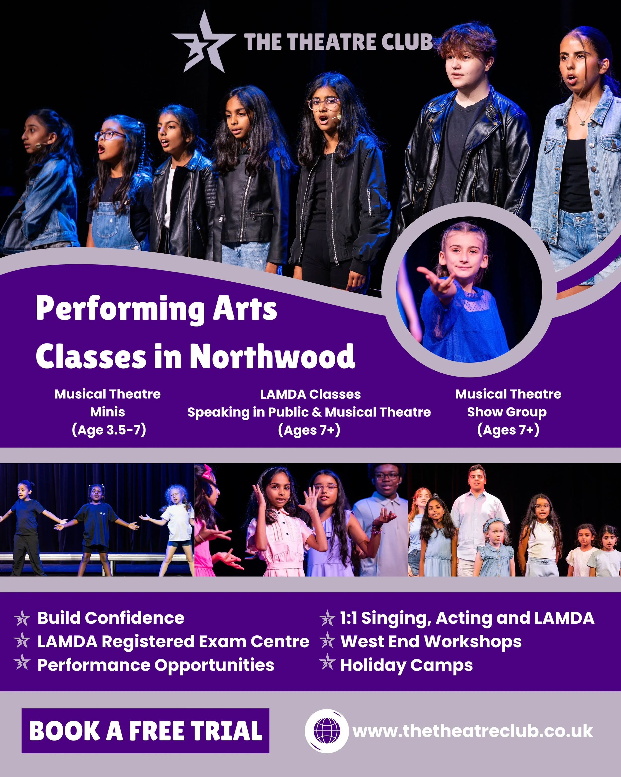 🎭 Looking for a performing arts class for September?

At The Theatre Club, we help children and young people build confidence, develop performance skills, and make lasting friendships through singing, acting, musical theatre and public speaking.

Wh
