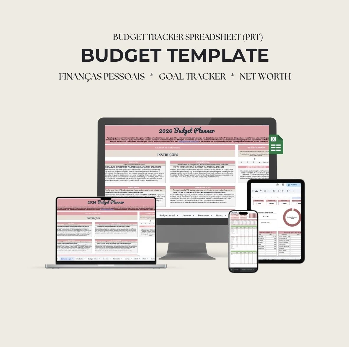 Budget Planner | Google Sheets Template (Portuguese)
