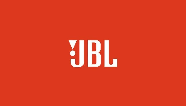 JBL logo on a red background.