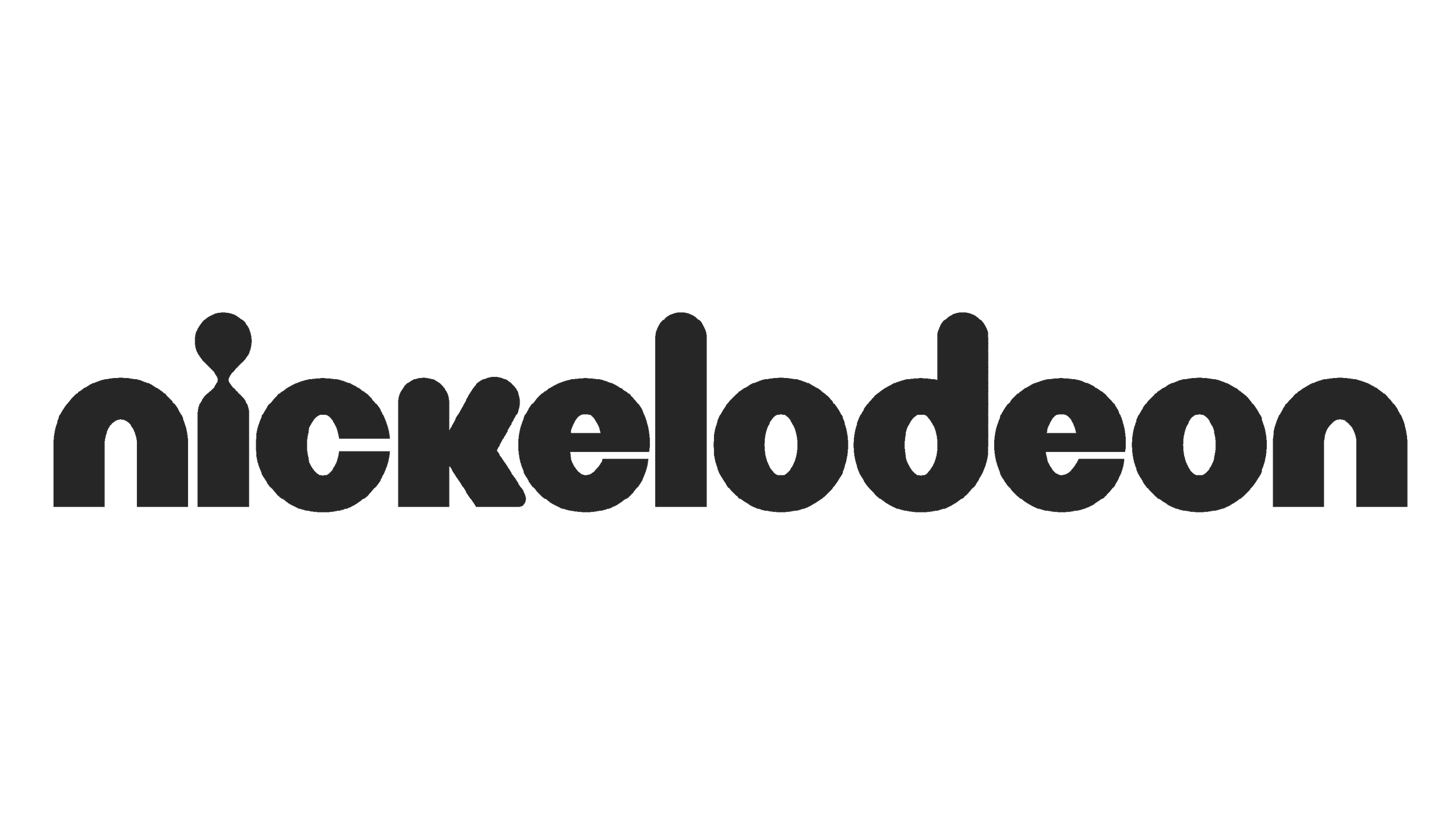 Black and white Nickelodeon logo with large black lowercase letters spelling 'nickelodeon' on a white background.