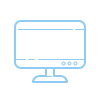 Outline of a desktop computer monitor with a stand and control buttons