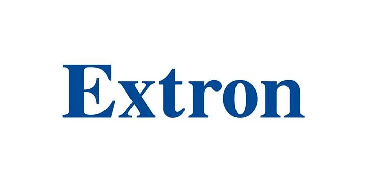 Extron logo in blue text on a white background.