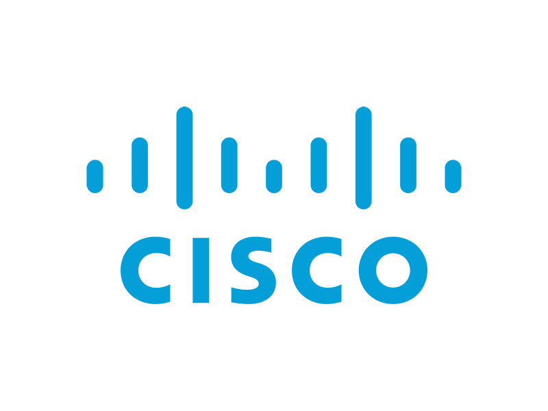 Cisco logo with stylized blue vertical lines above the word 'Cisco'