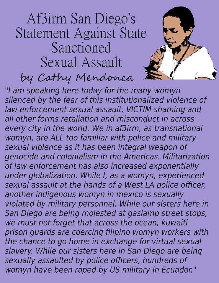 AF3IRM San Diego's Statement Against State Sanctioned Sexual Assault