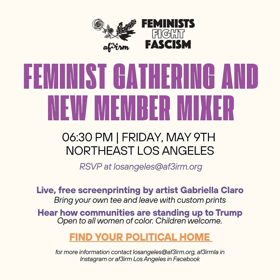 LOS ANGELES BIWOC FEMINISTS! rp @af3irmla Want to hear how women of color in LA are fighting back against the global rise of fascism? Join us for a Feminist Gathering and join the fight for women&rsquo;s liberation. 

Free, live screen printing by ar