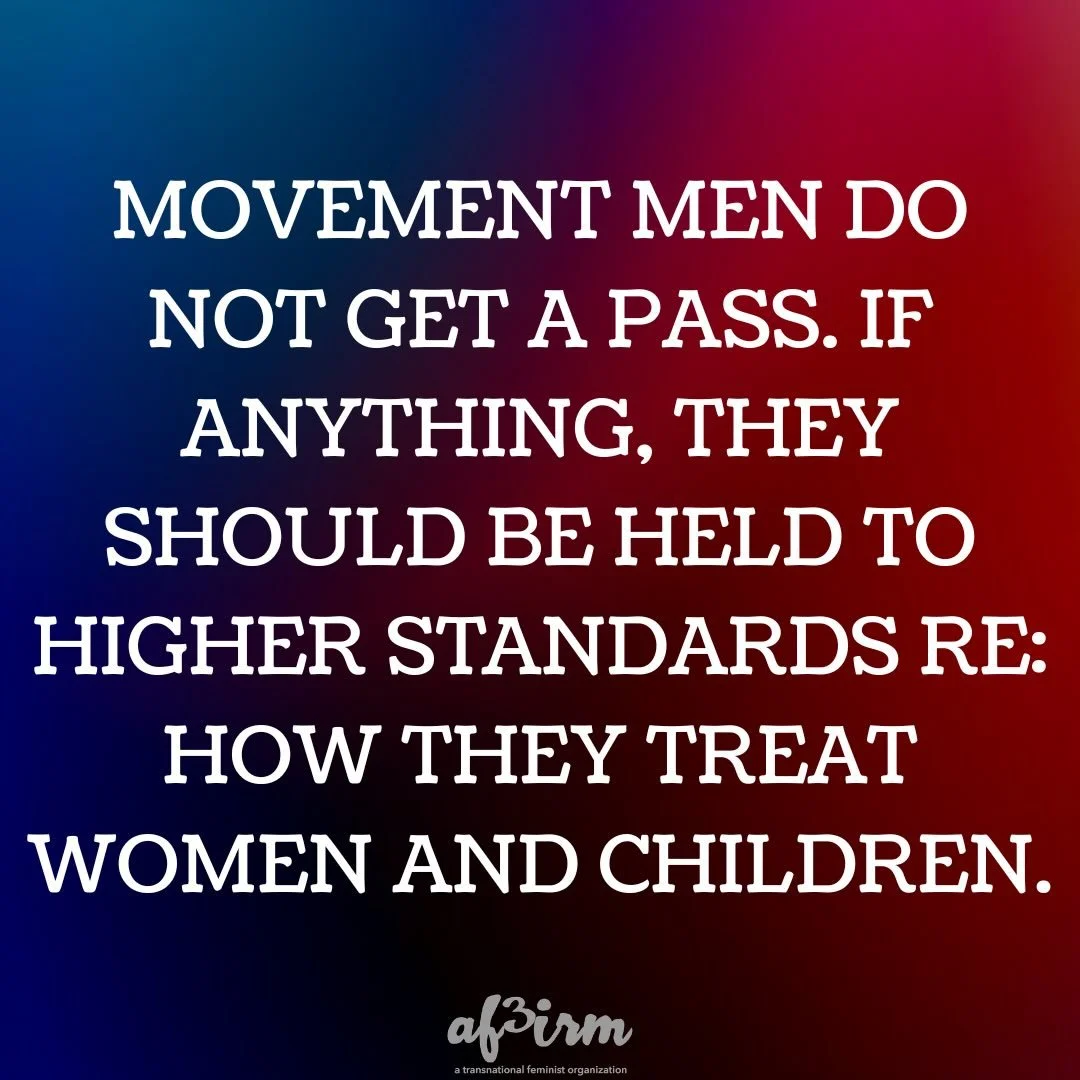 Movement men who abuse women and children behind closed doors do not deserve to have holidays named after them. They don&rsquo;t deserve glossy biopics. They deserve to be held accountable and not idolized. Misogyny has no place in movement building.