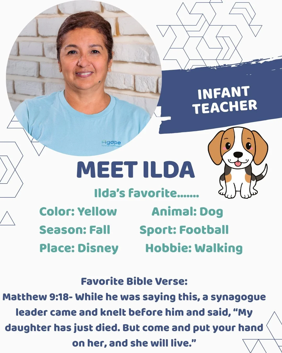 Our staff truly make Agape feel like home 🏡

Meet Ilda one of our Infant teachers! She makes every baby feel at home when they arrive to her classroom! 💕