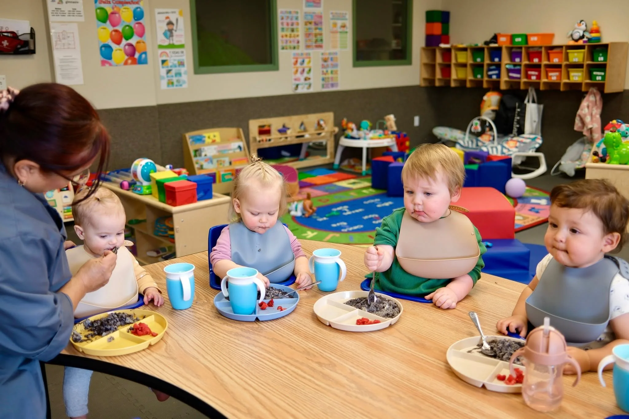Mealtime in our infant room can be messy at times but it is also filled with snuggles, smiles, and one-on-one care. Whether it&rsquo;s bottles or first bites, we take the time to support each child&rsquo;s needs, helping them feel safe, comfortable, 
