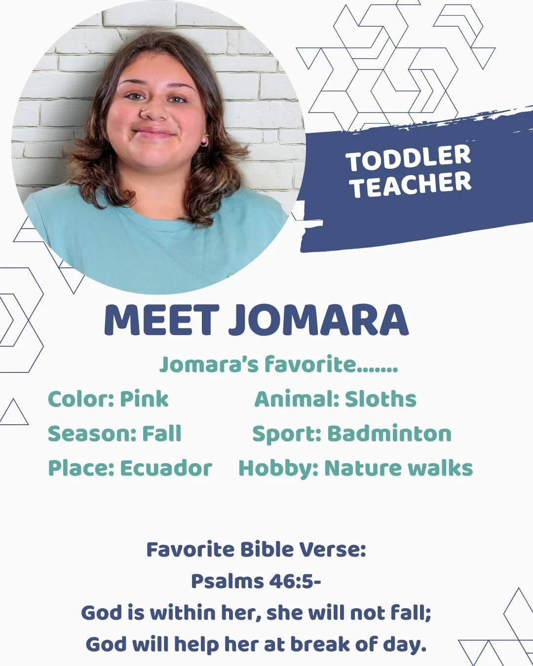 We are so excited to shine a light on one of our amazing team members at Agape! 

Meet Jomara, one of our incredible toddler teachers! 
From the moment you walk into their classroom, you can feel the love, patience, and joy they bring each and every 