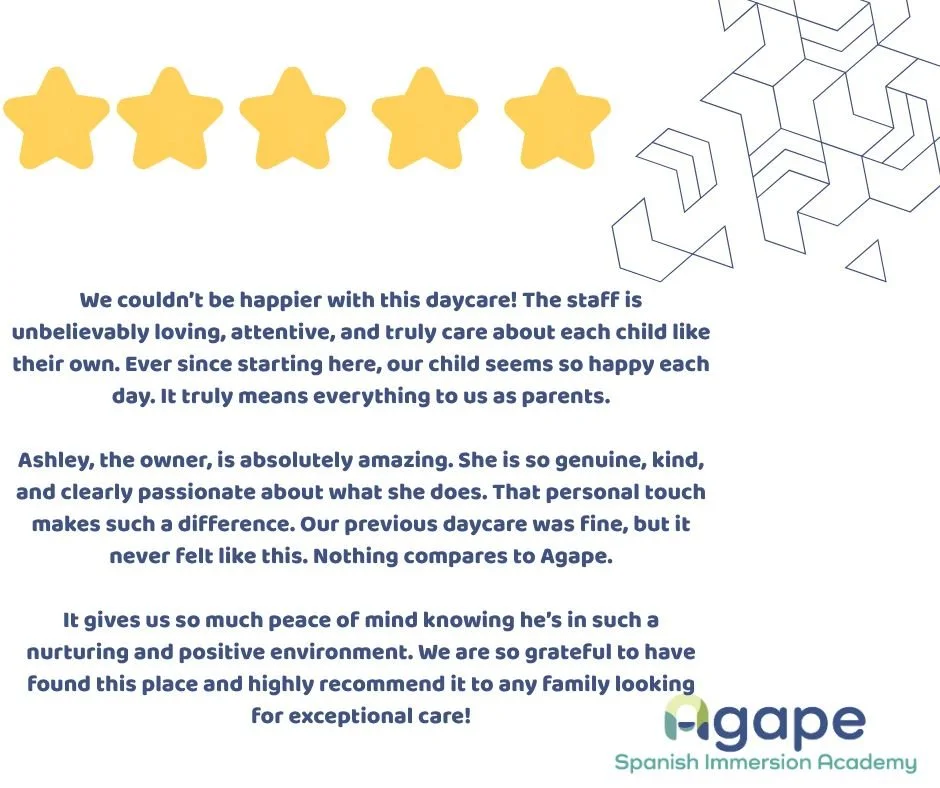 We truly value the feedback from our families, it helps us grow, improve, and continue providing the best care and experience for your children. Your thoughts, ideas, and insights play a big role in shaping what we do every day.

Thank you for trusti