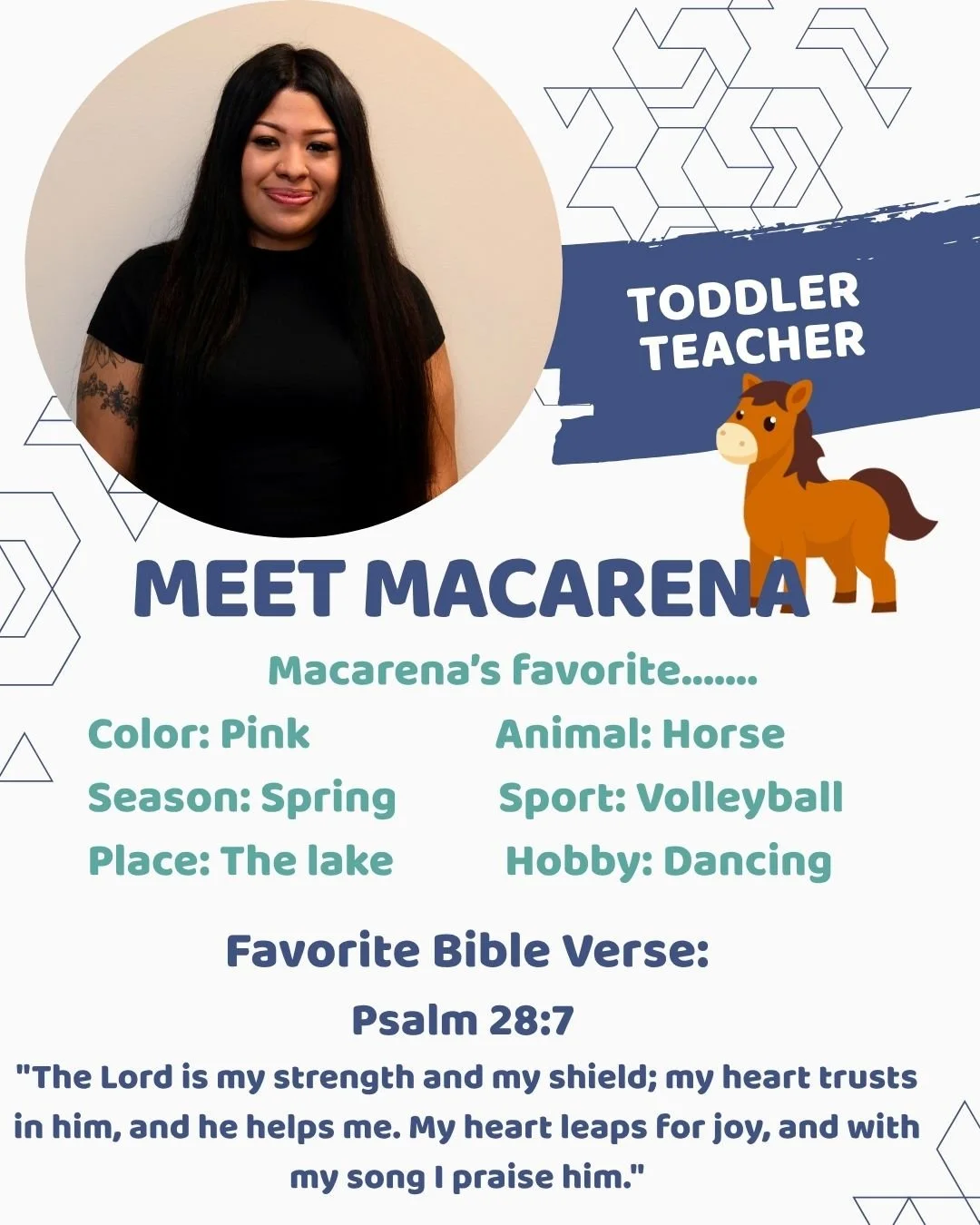 🌟 STAFF SPOTLIGHT! 🌟

Today we&rsquo;re showing some love to one of our amazing Toddler Teachers! 

Working with toddlers takes patience, energy, creativity, and a BIG heart&mdash;and she brings all of that into the classroom each day. From helping