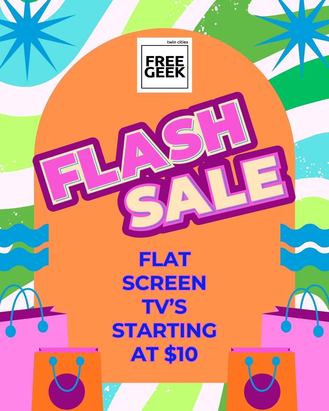 TV SALE: Don't miss our TV sale this weekend, from Saturday, Dec. 13 to Sunday, Dec. 14. We have a large inventory of flat screen TV's, prices starting as low as $10 and up to $55. 📺

#sale #freegeektc #holidayshopping
