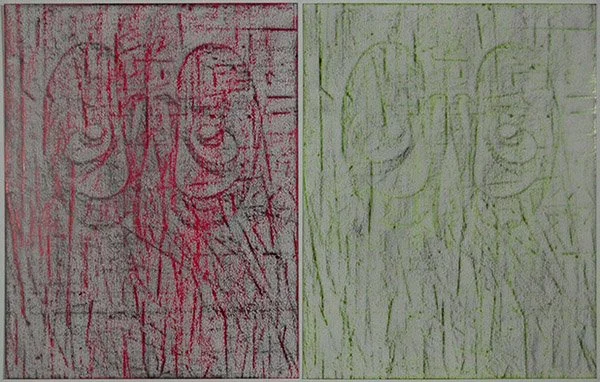 2015 | Furled Object #1 v. 18 (diptych) | 14”x22.5” (14”x11” each) | crayon and graphite on paper