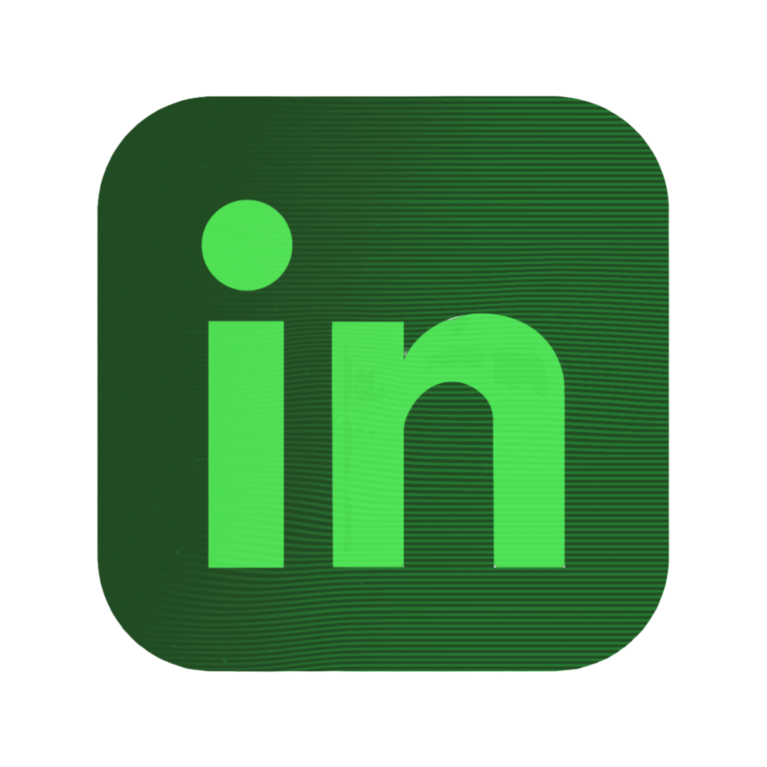 LinkedIn app icon with green background and lowercase 'in' text.