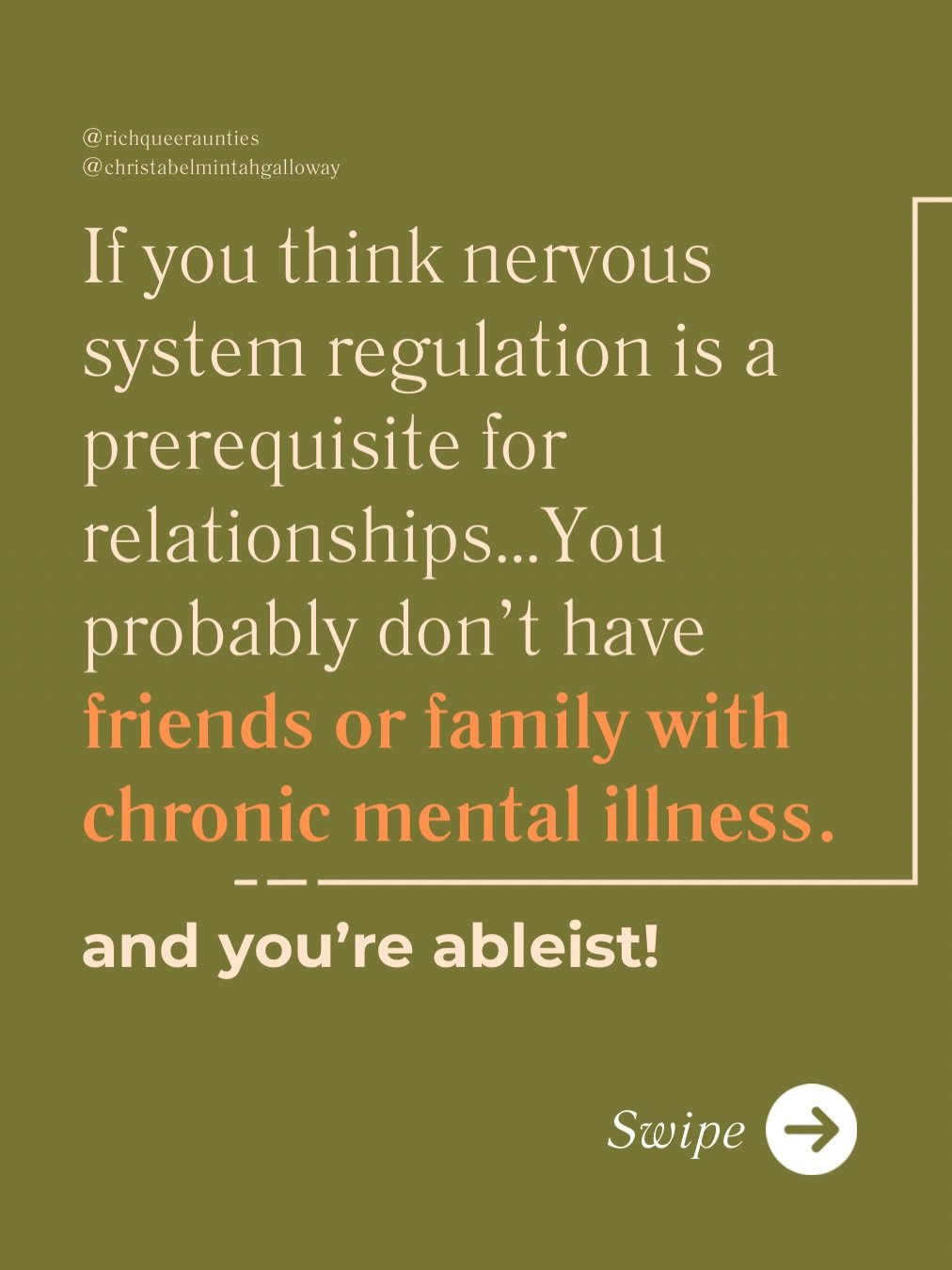 Your version of healing has no room for grief, panic, breakdowns, or neurodivergence,  that&rsquo;s not trauma-informed, that&rsquo;s ableism with better branding. 

Leah Lakshmi Piepzna-Samarasinha writes in Care Work about disabled people who yelle