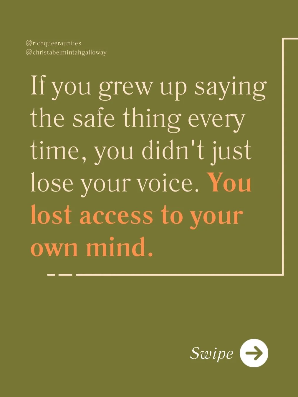 If you grew up not being able to say what&rsquo;s on your mind, it&rsquo;s hard to even know your own mind. I want you to hear that not as critique,&nbsp; as context. It was hard before you started being hard on yourself about it.

The first step is 