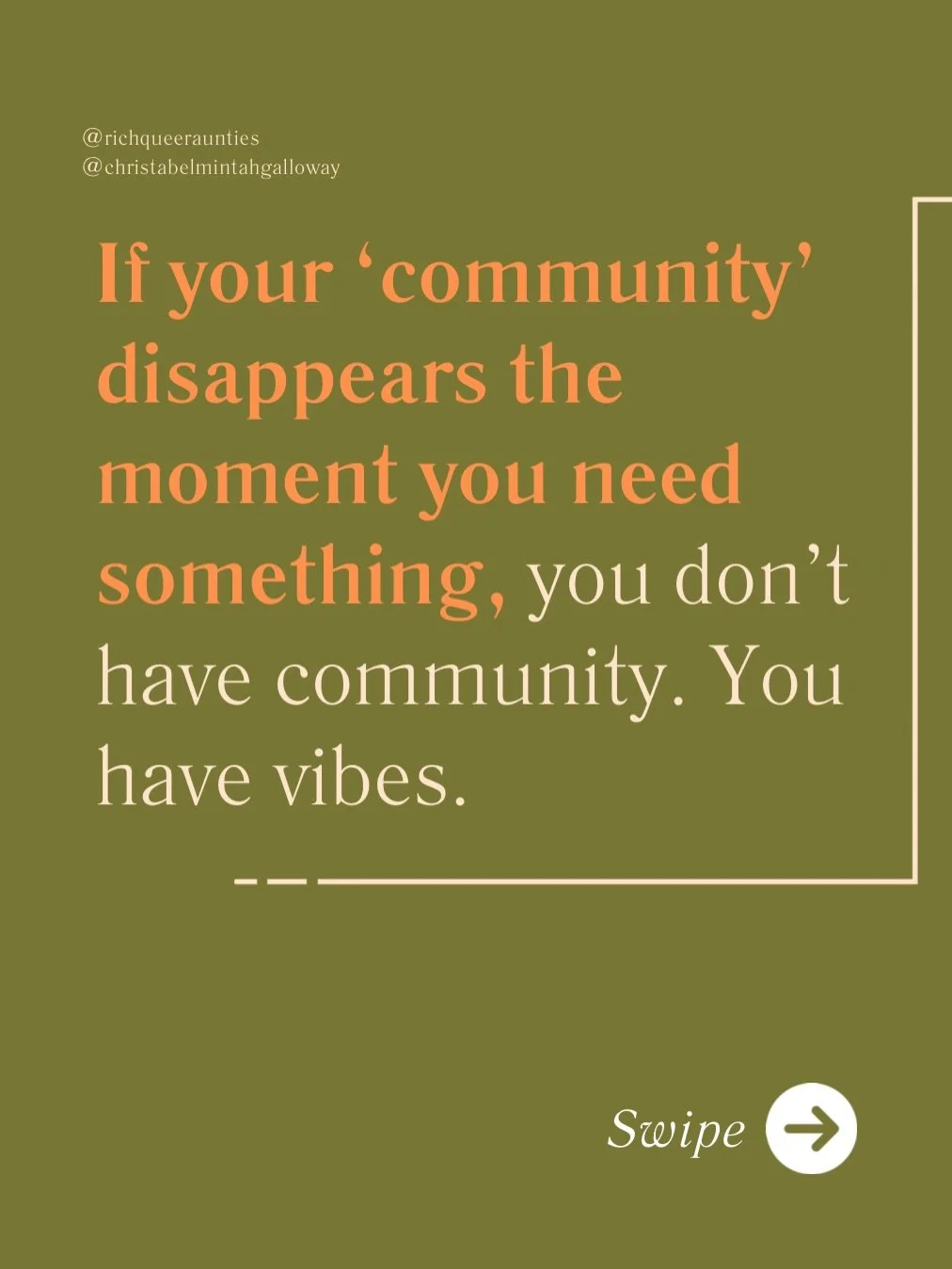 A lot of us grew up in collectivist cultures where togetherness was real, but the hierarchy was too. So we overcorrected into hyper-independence and called it healing.

This carousel is me naming what that &ldquo;independence&rdquo; actually costs, a