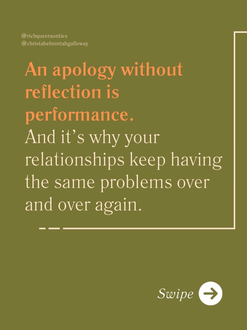 A &ldquo;sorry&rdquo; that isn&rsquo;t backed by reflection is just a way to make the moment end.

Reflection is where you name what you did, what it cost, and what you&rsquo;re changing without collapsing into shame or getting defensive.

If you wan