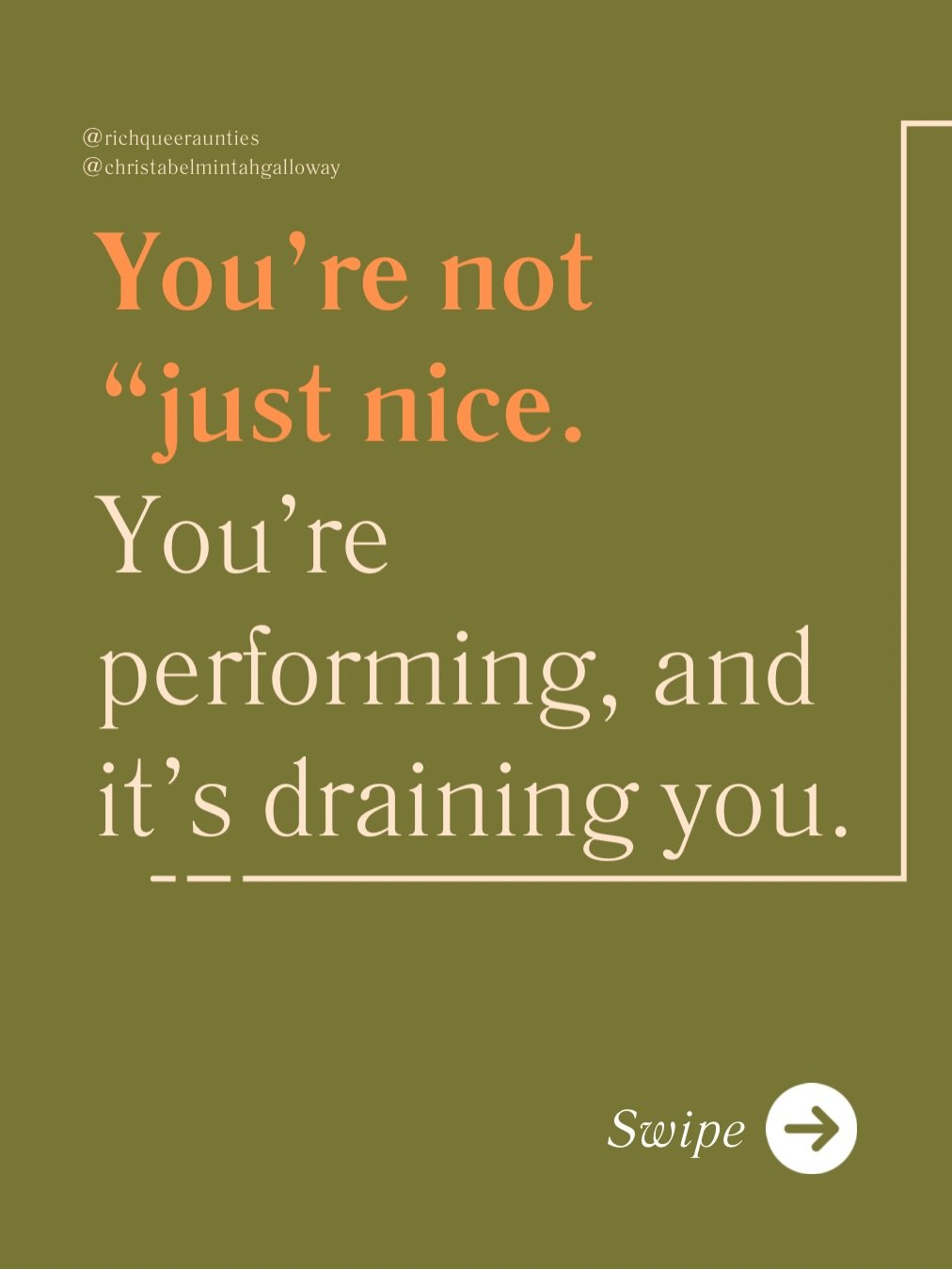 A lot of y&rsquo;all keep calling this &ldquo;being considerate.&rdquo; Meanwhile your body is doing unpaid labor in every conversation.

Performance is not a personality. It&rsquo;s a strategy. It worked when you were younger. It&rsquo;s expensive n