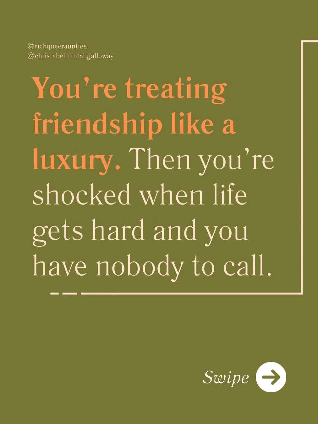 Social connection is not a cute add-on to your life. It&rsquo;s health. 

It&rsquo;s survival. It&rsquo;s logistics. It&rsquo;s who can pick you up. Who can grab your meds. Who can show up when your body can&rsquo;t.

The U.S. is not built to take ca