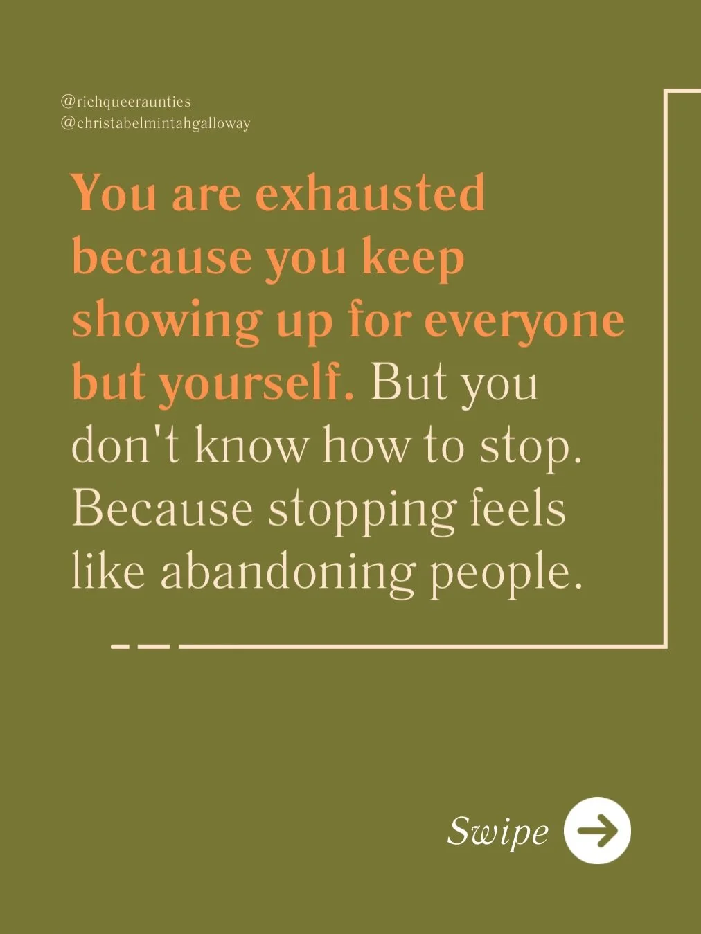 If you&rsquo;re always the one who shows up first, fixes first, organizes first, checks in first, and absorbs everybody&rsquo;s crisis first, I need you to stop calling that &ldquo;just who I am.&rdquo;

That&rsquo;s a pattern. It got rewarded in you