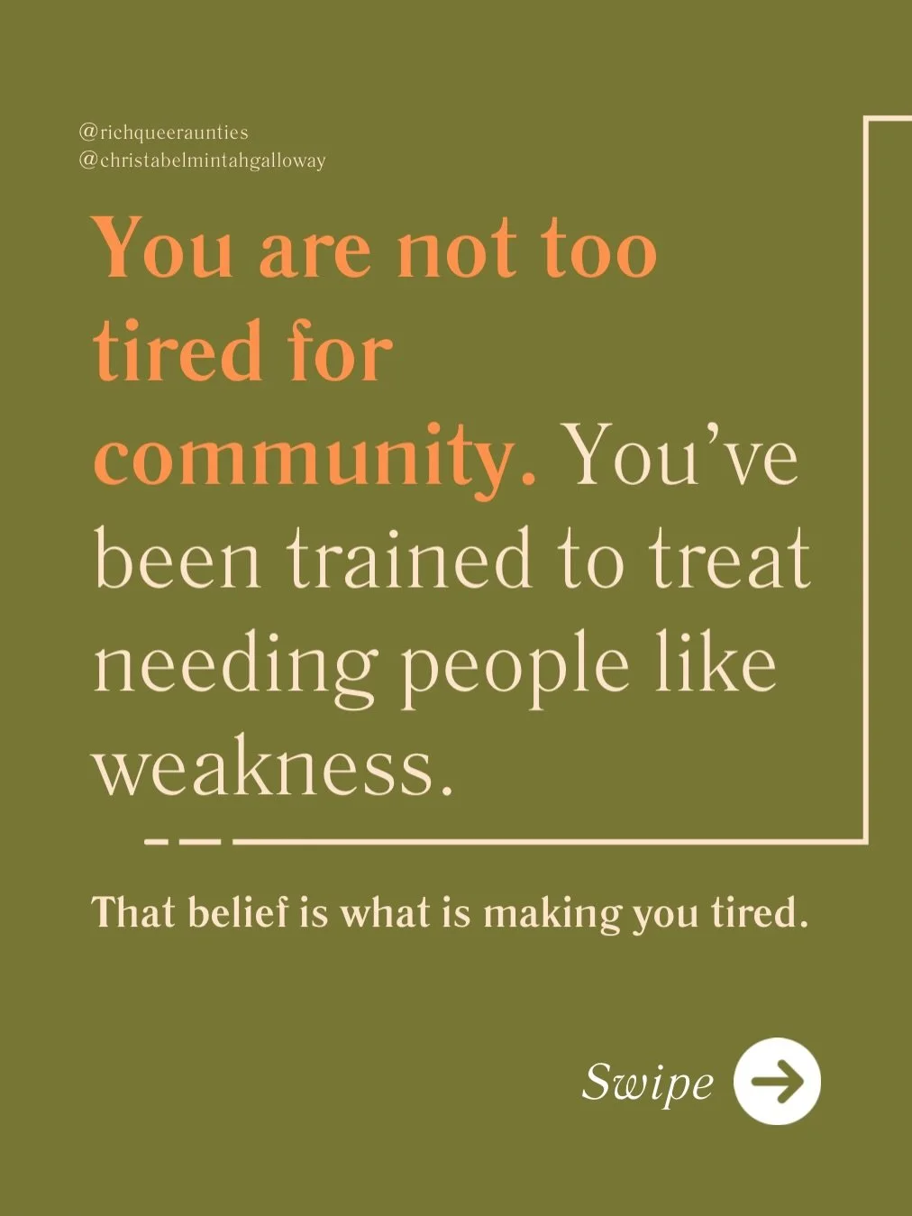 You are tired in ways that only community can fix and capitalism made sure you didn&rsquo;t know that.

If you believe people are a cost, you will keep choosing substitutes for connection and wonder why you still feel empty.

May 2 workshop is where 