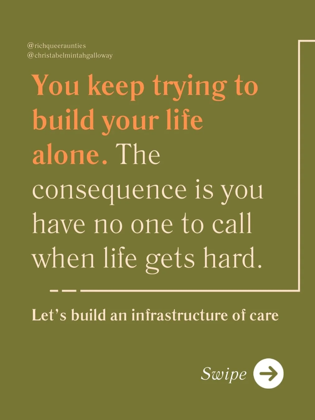 Everything I posted this week is one argument: you cannot build the life you want alone and you have been conditioned to try.

If you keep waiting until you feel ready, regulated, healed enough, less awkward, less needy, you will keep staying isolate