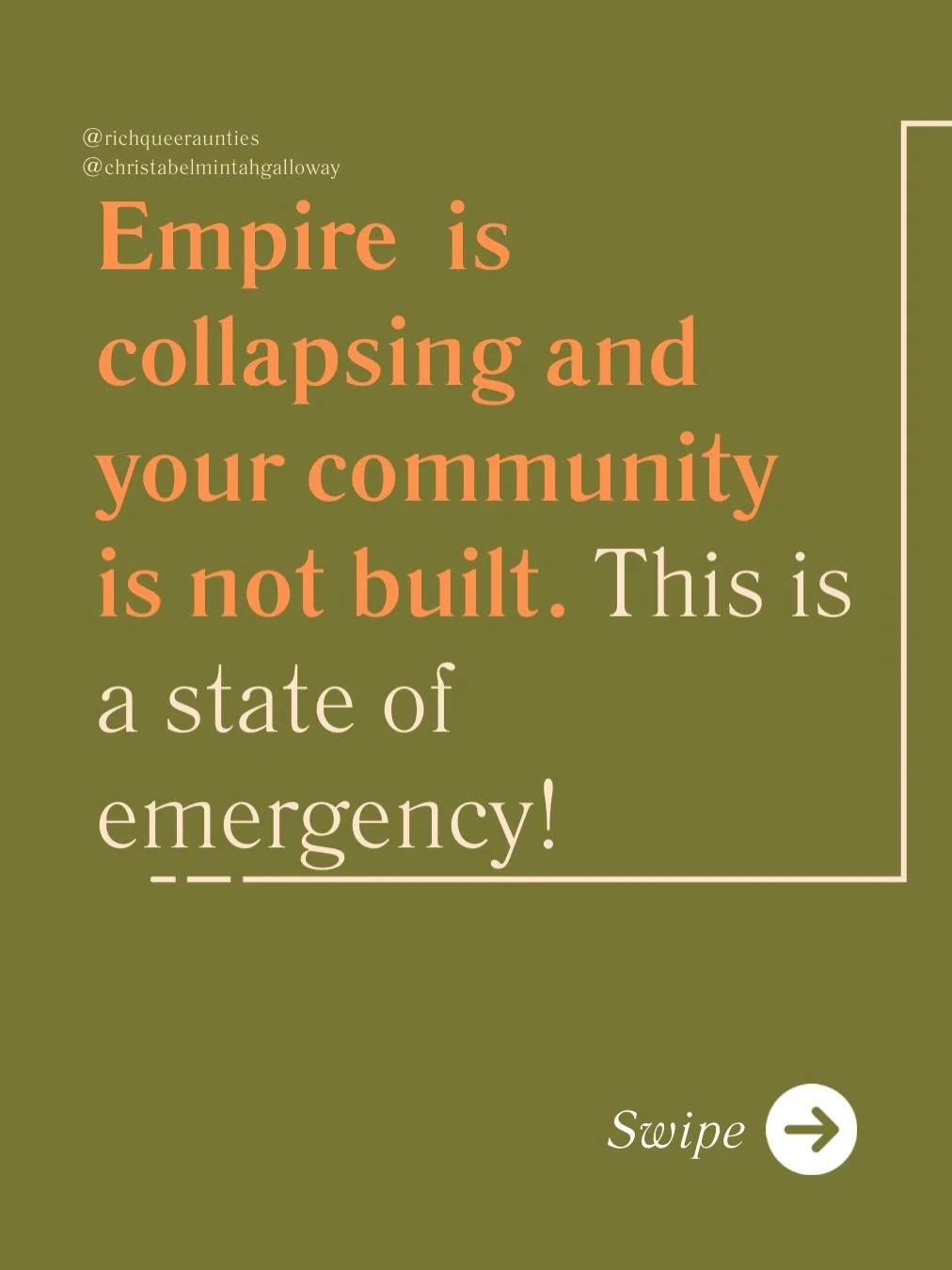 The state is collapsing. Your community is not built. That is the part I want to pull to the front.

A lot of us are politically correct and materially unprepared. We know the language. We know the systems are violent. We know the state will not moth