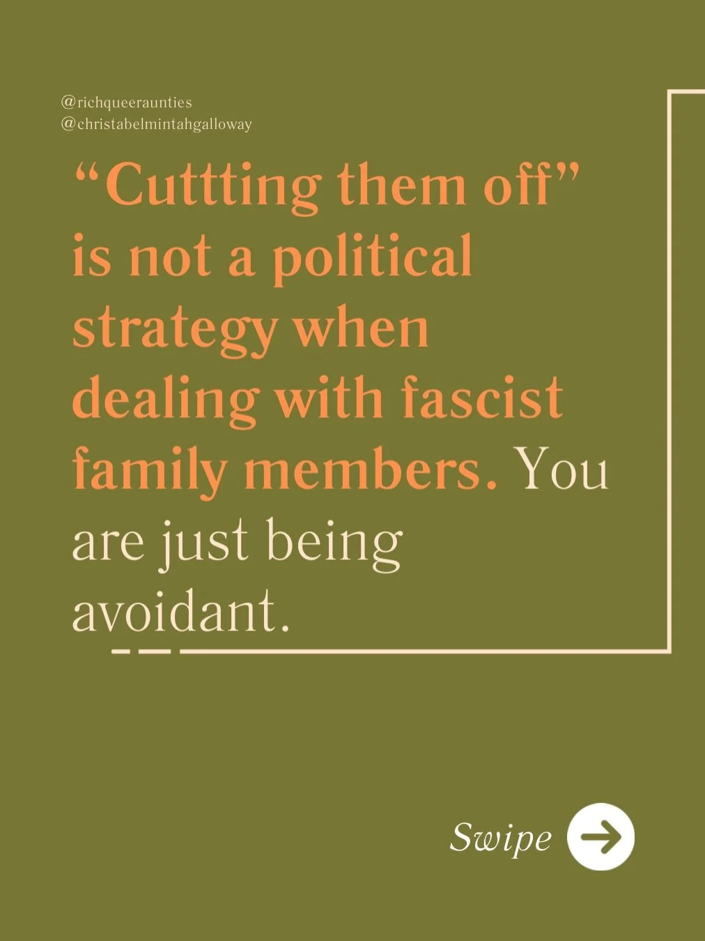 The part I want to bring to the front is this: &ldquo;cut them off&rdquo; is not a complete politics.

Sometimes it is necessary. Sometimes it is safety. Sometimes it is the only sane thing left. But when it becomes the only relational skill you have