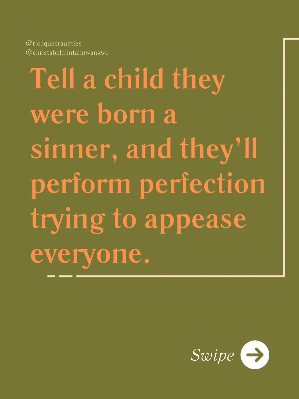Some of us learned how to perform in church. Some learned it in the family. Others from culture, immigration, school, work, respectability, patriarchy, or white supremacy.
 
The message was the same: something about you needs to be managed before you