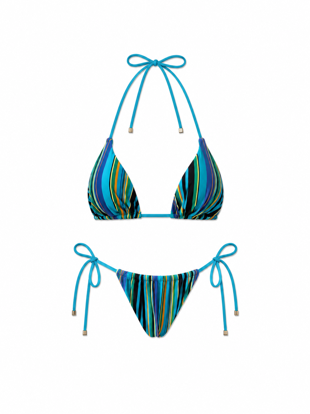 Vibrant Multicolor Striped Bikini Set