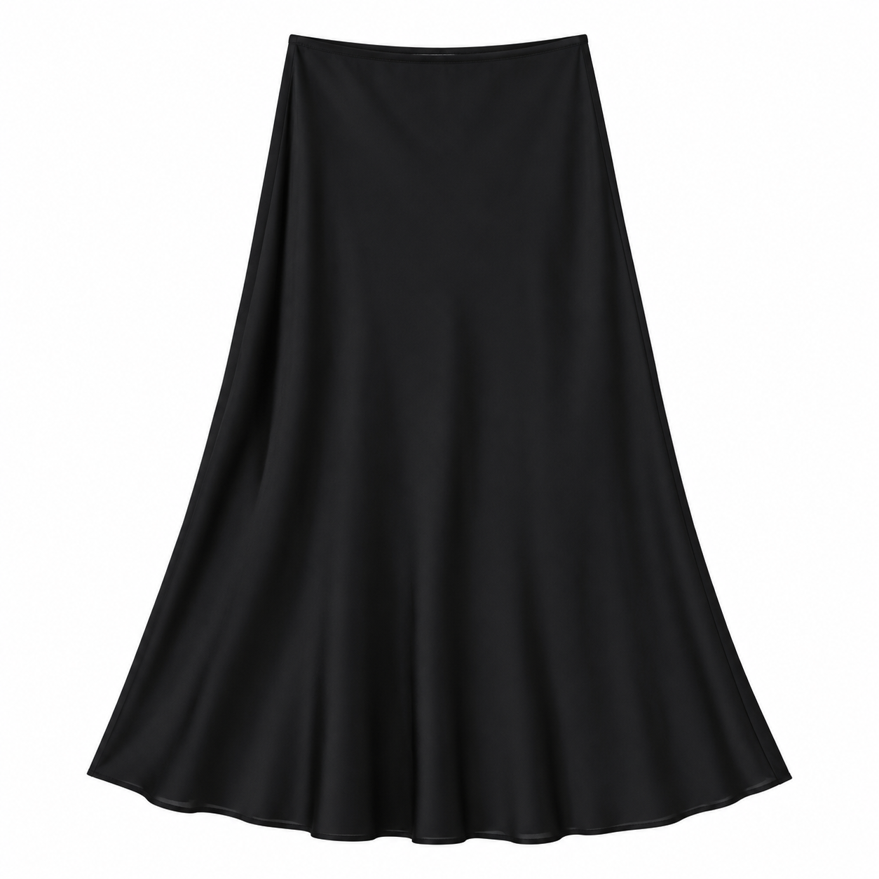 Black Satin A-Line Skirt