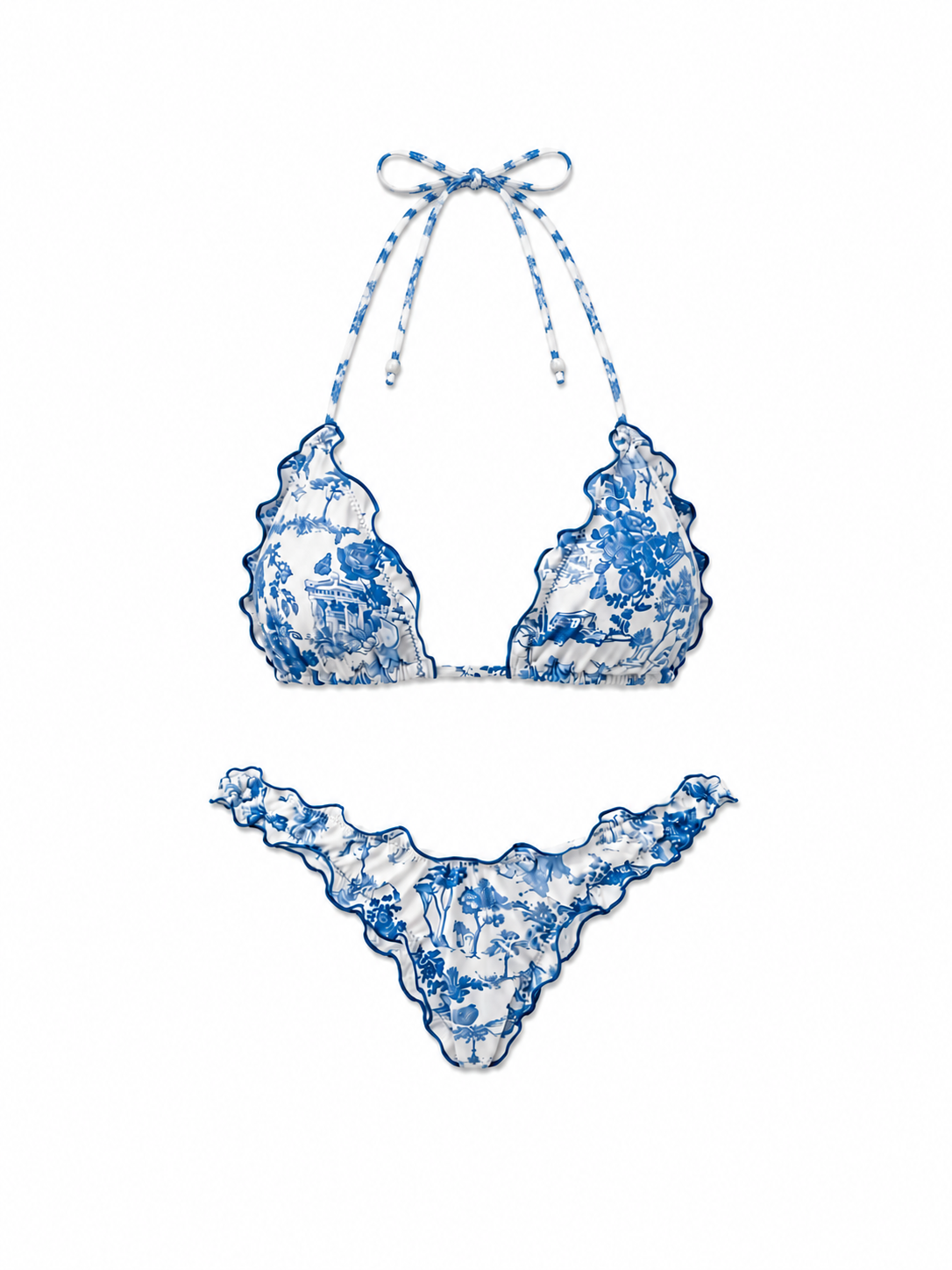Blue Floral Lace Bikini Set