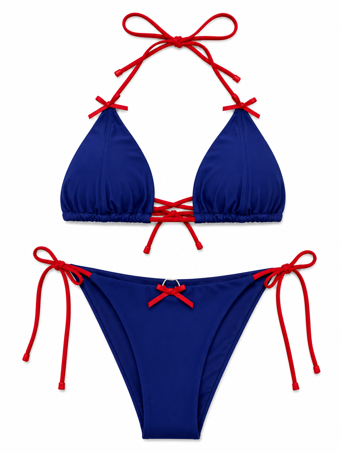 Vibrant Red & Blue Contrast Bikini Set