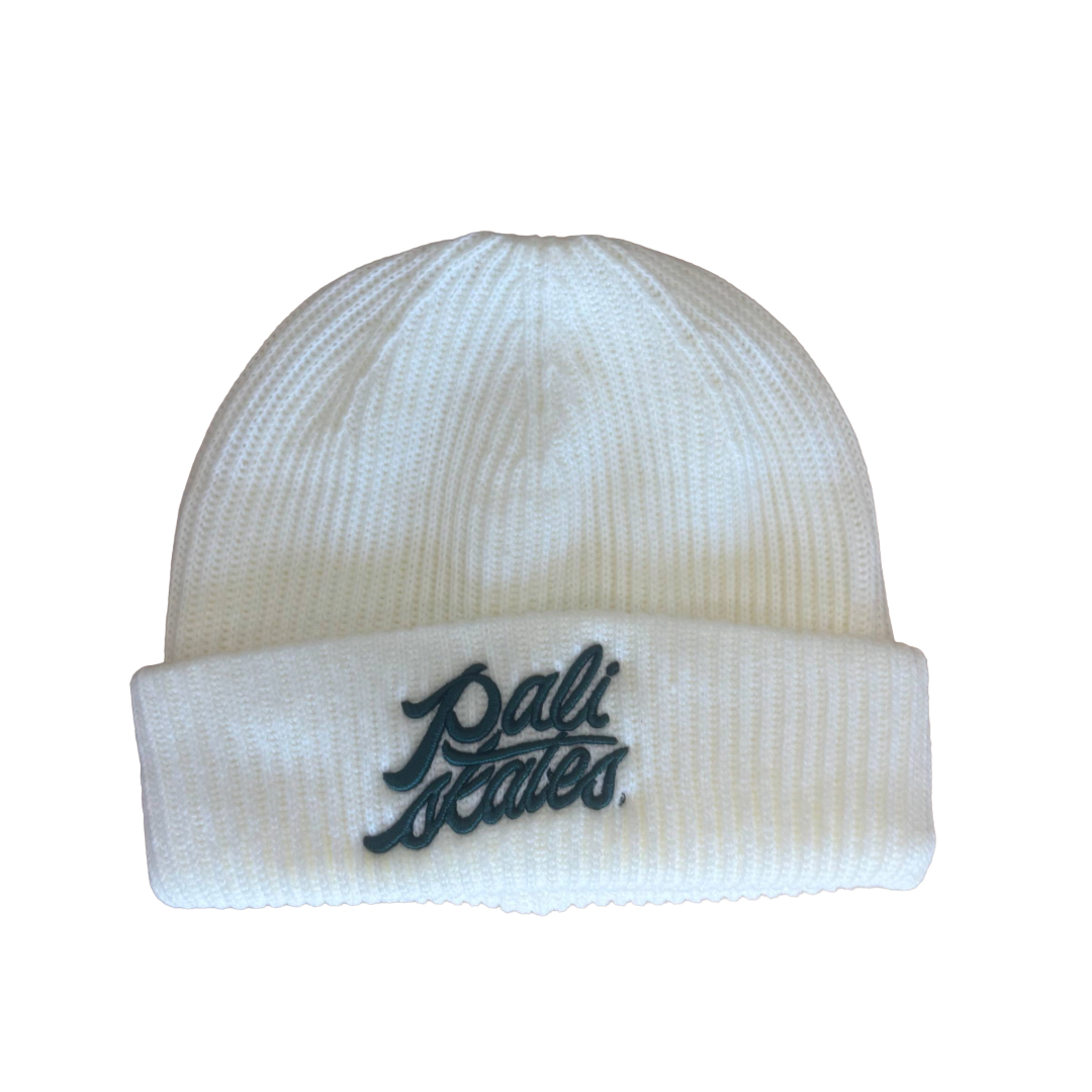 Paliskates Script Cream Knit Beanie
