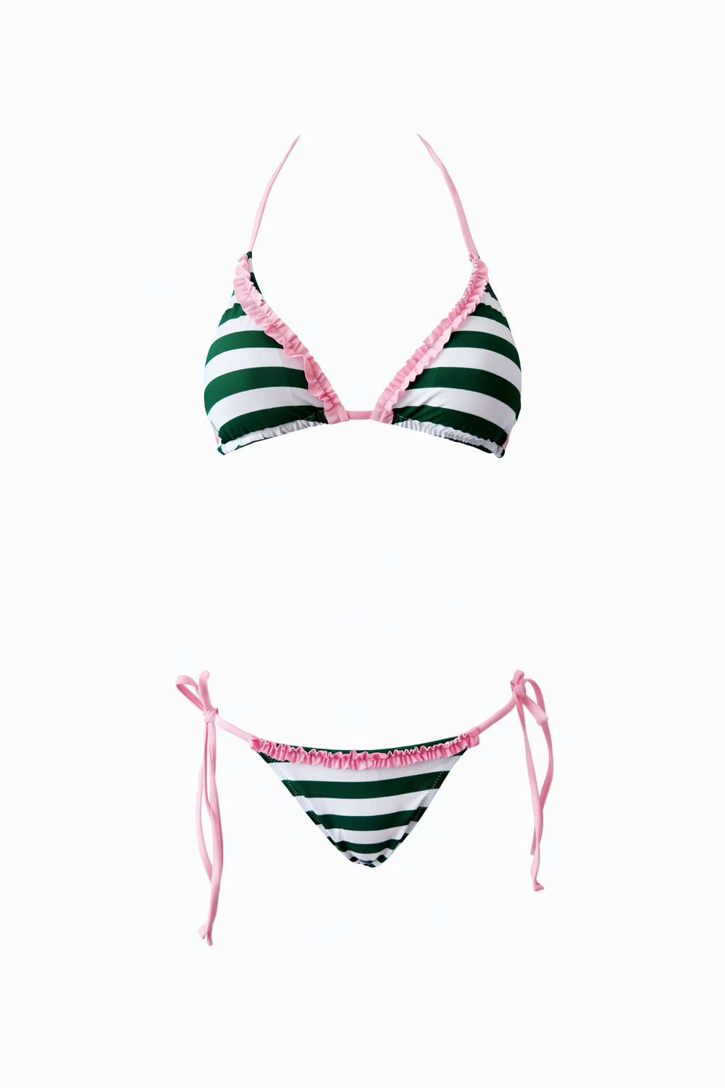 Striped Ruffle Bikini Set
