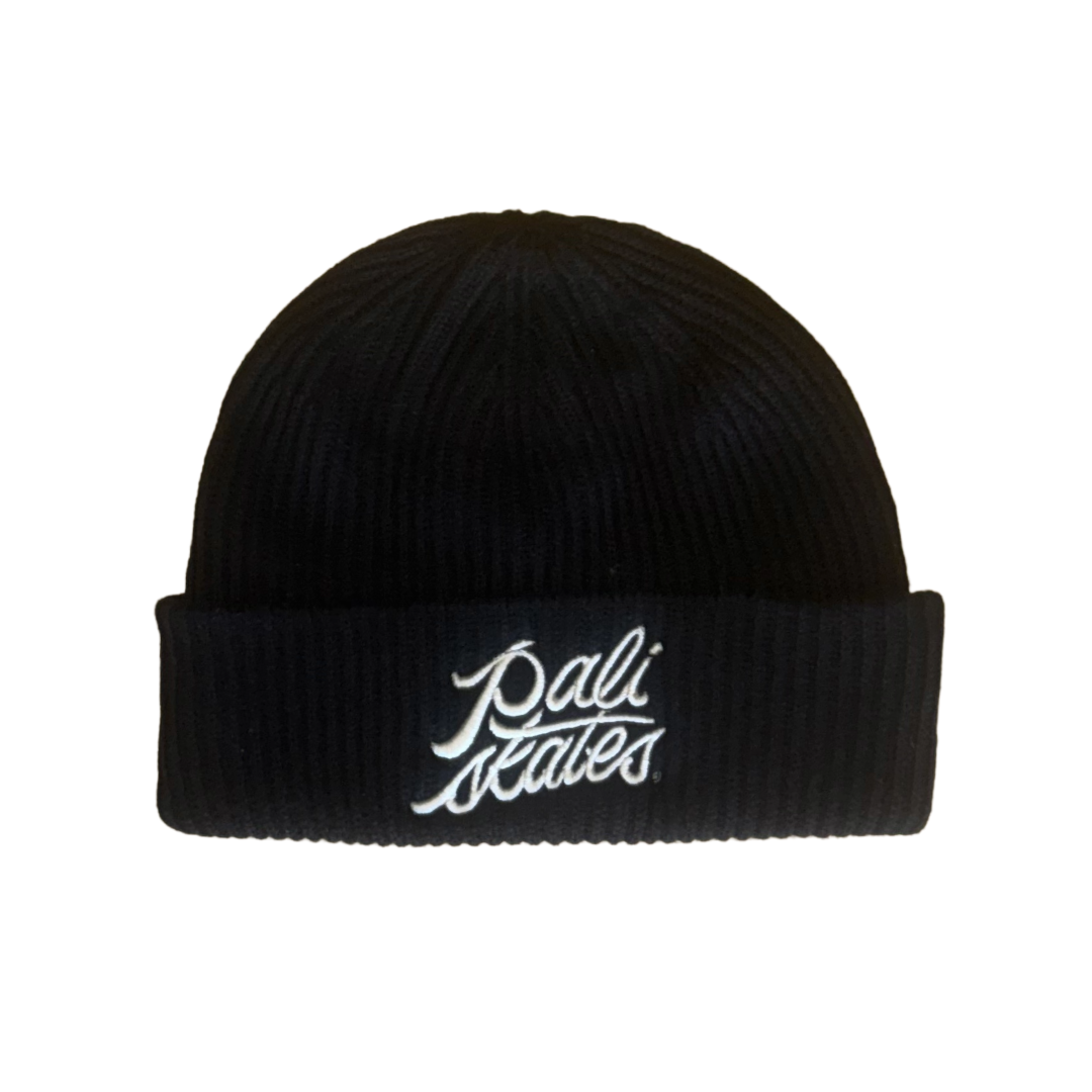 Paliskates Script Black Knit Beanie