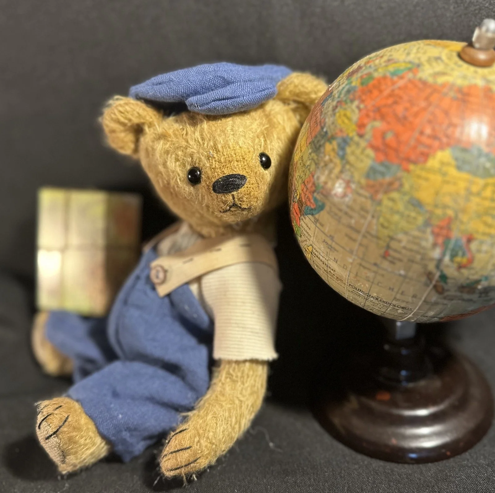 Darvin, der Weltreisende – ca. 25 cm groß, aus Schulte Mohair, 5-fach gegliedert. Adoptionsgebühr: 110 €