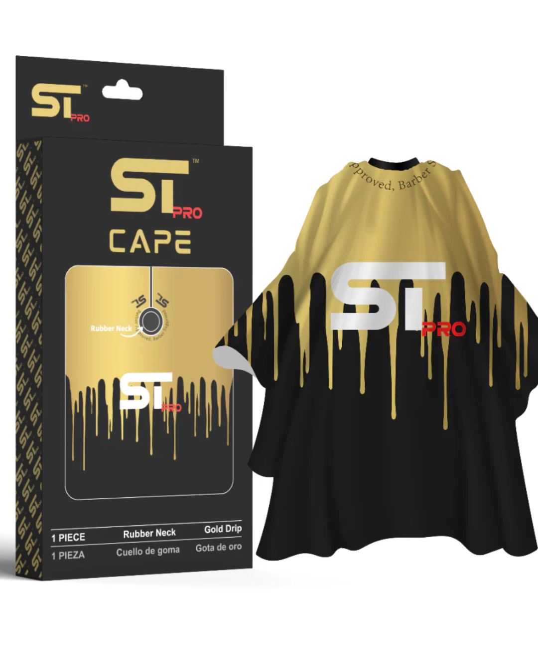 Supreme Trimmer Pro Barber Cape/ Rubber Neck Series Gold Drip