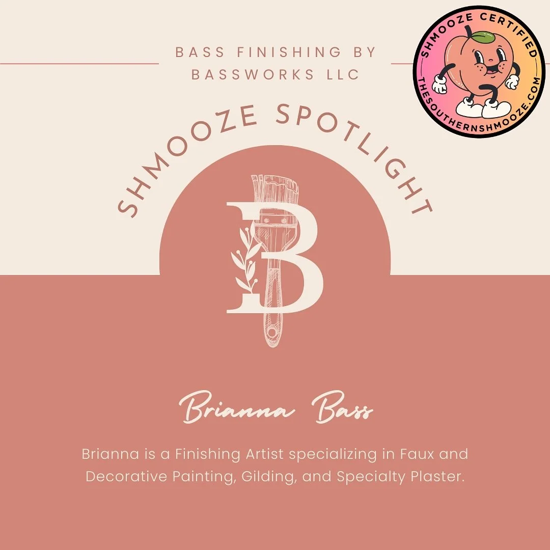 Continuing the #shmoozespotlight series with Bass Finishing! Brianna is a Finishing Artist specializing in Faux and Decorative Painting, Gilding, and Specialty Plaster 🥳
#atl #atlanta #atlantasmallbusiness #atlantabusiness