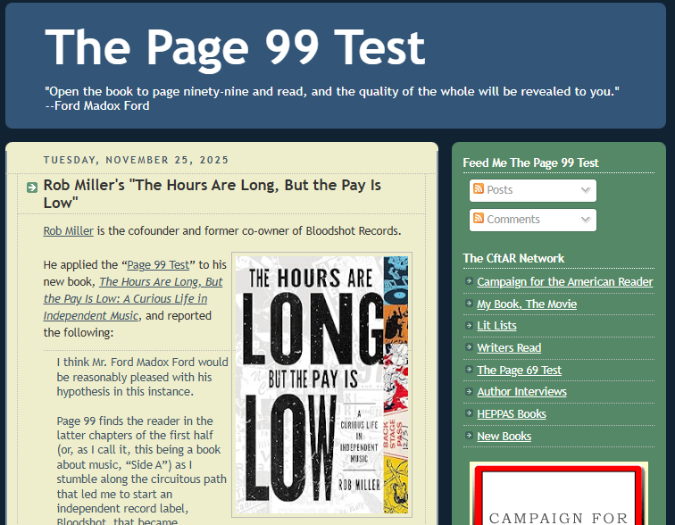 Image of the article on the website The Page 99 Test.