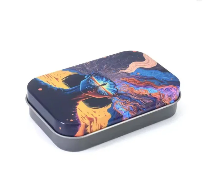 Boîte métallique compacte à charnière Illumination tin box