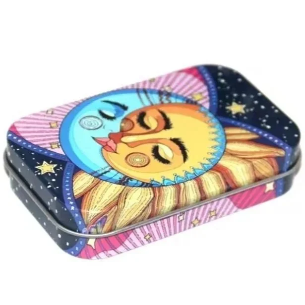 Boîte métallique compacte à charnière demi-céleste Demi-celestial tin box