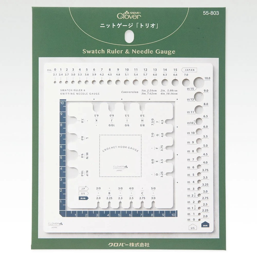Règle à échantillon et jauge à aiguilles et crochets Clover