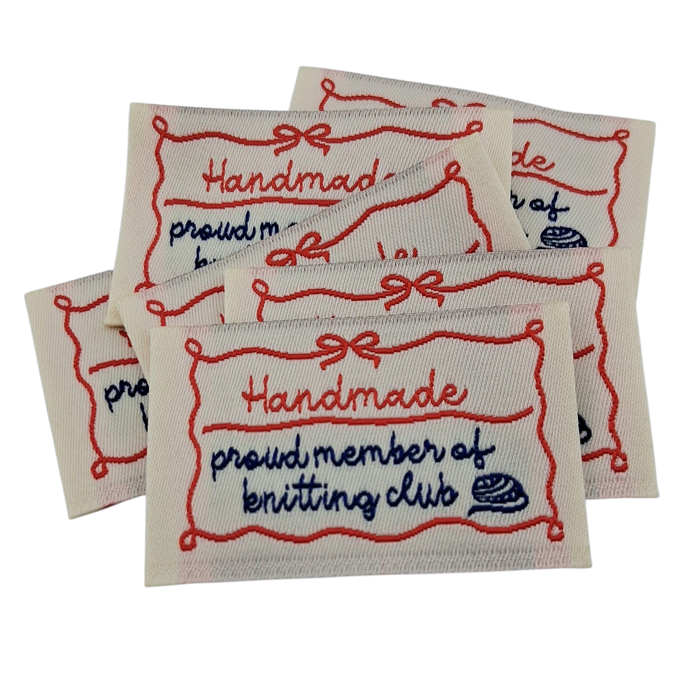 Étiquettes en tissu Handmade pround member of knitting club fabric labels