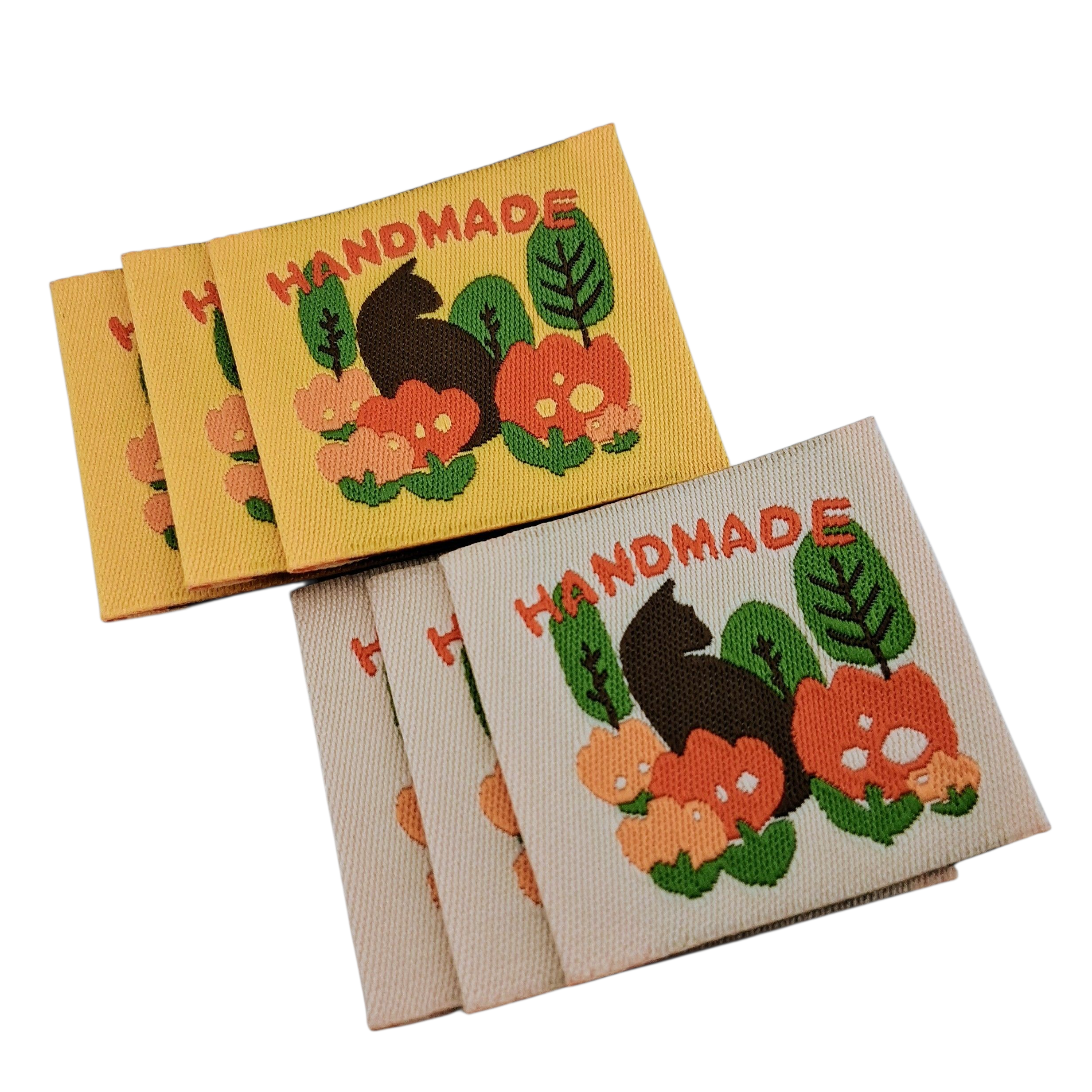 Étiquettes en tissu de chats Handmade cats fabric labels