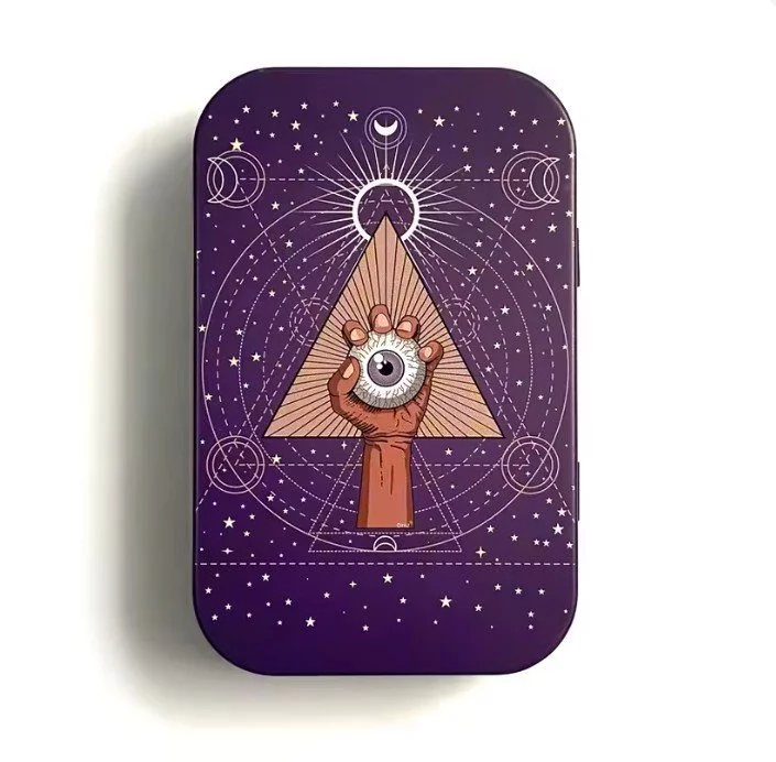 Boîte métallique compacte à charnière Eye of God tin box